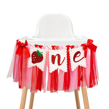 Strawberry High Chair Banner 1st Birthday