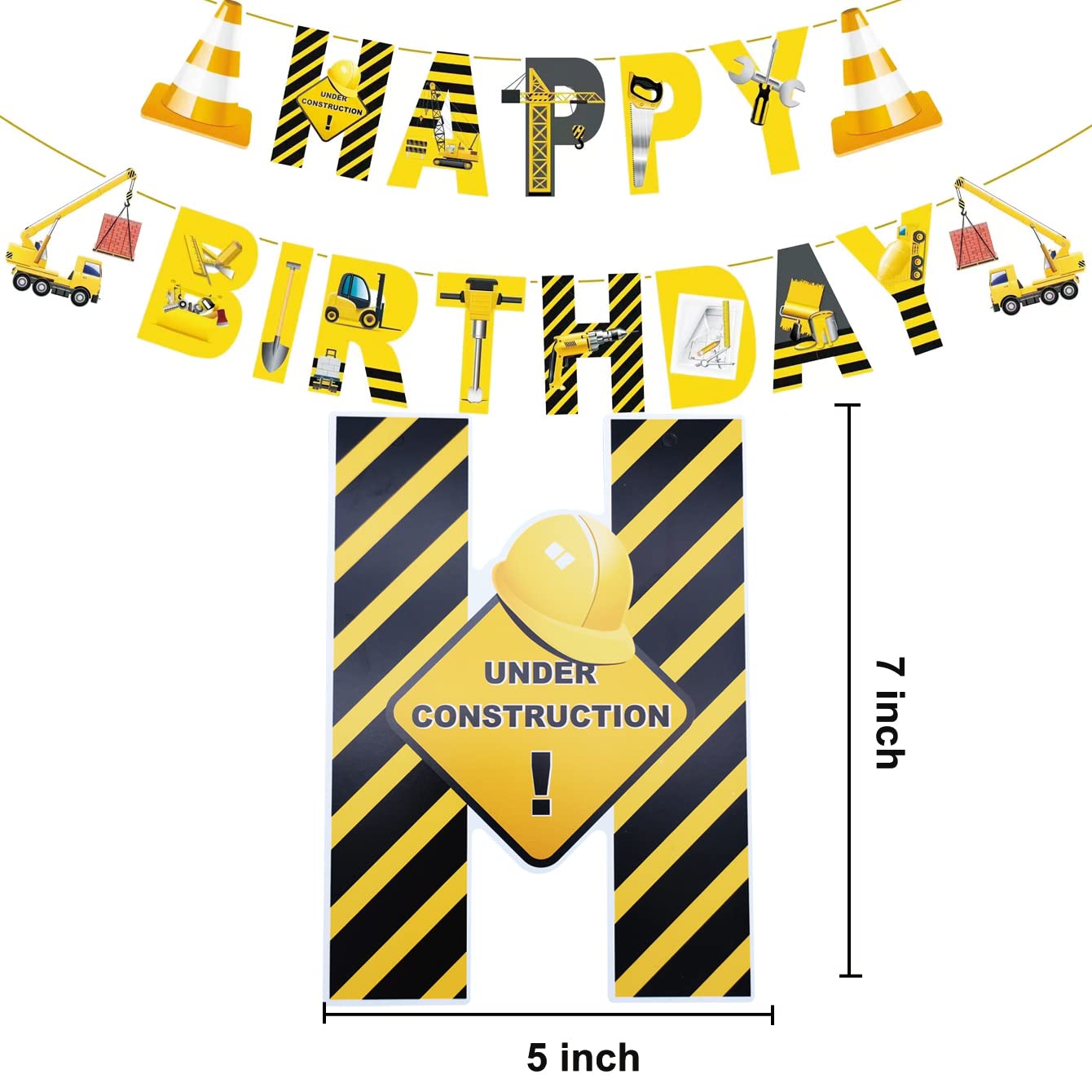 Construction Birthday Party Supplies Set For Boys - 24 Guests - Dump Truck And Tractor Party Decorations, Paper Plates Cups Napkins Straws Balloons
