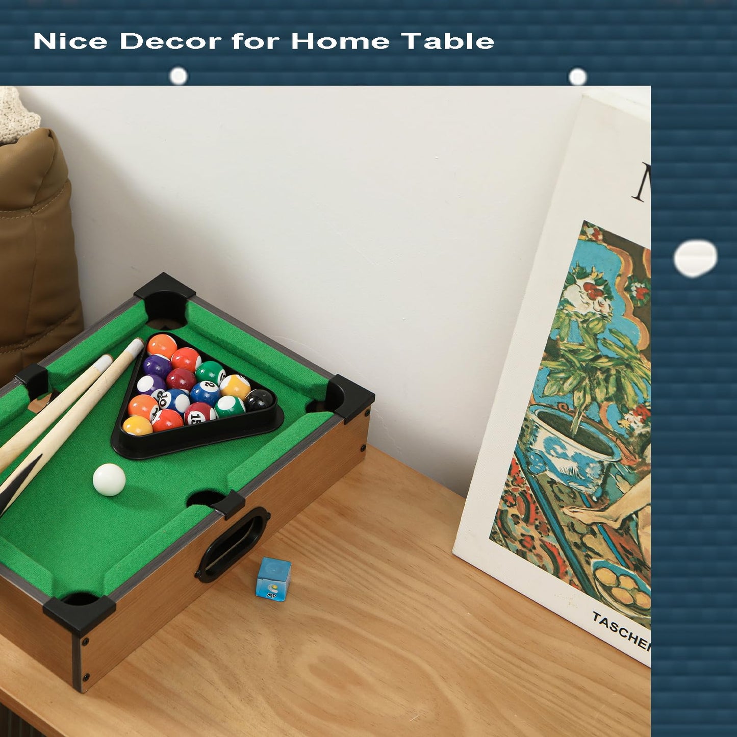 Kinaxixi Mini Pool Table Wooden Billiards Tabletop Board Game for Family Night Party Time Gift for Cat Lovers