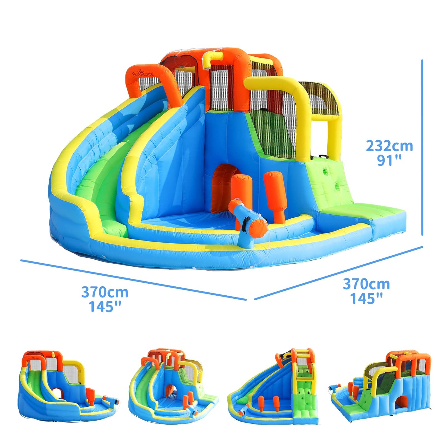 Inflatable Water Slide, Bounce House for Kids, Inflatable Water Park with Splash Pool, Bouncy Castle for Outdoor Backyard, Water Bounce House for Wet
