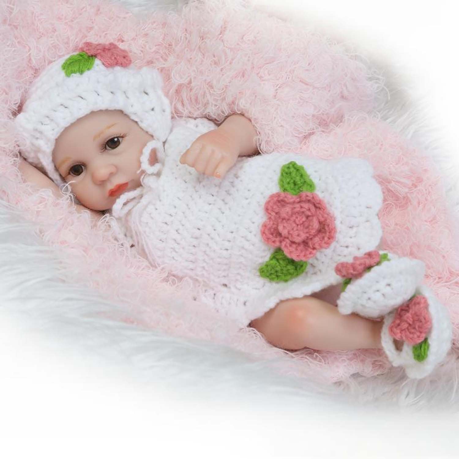 TERABITHIA 10inch Mini Cute Lifelike Silicone Vinyl Full Body Reborn Baby Dolls Washable for Girl