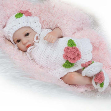 TERABITHIA 10inch Mini Cute Lifelike Silicone Vinyl Full Body Reborn Baby Dolls Washable for Girl