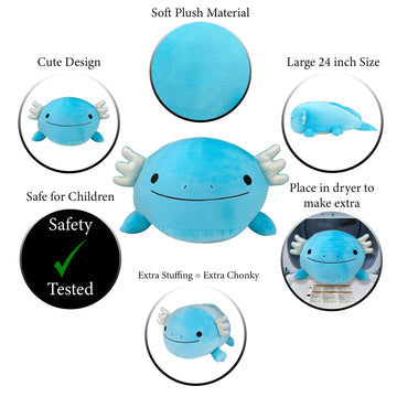 Pineapple Axolotl Plush Toy, Giant Soft Axolotl Stuffed Animal Pillow, Kawaii Plushies, Cute Squishy Plushie Gift for Kids & Adults (24 inch)