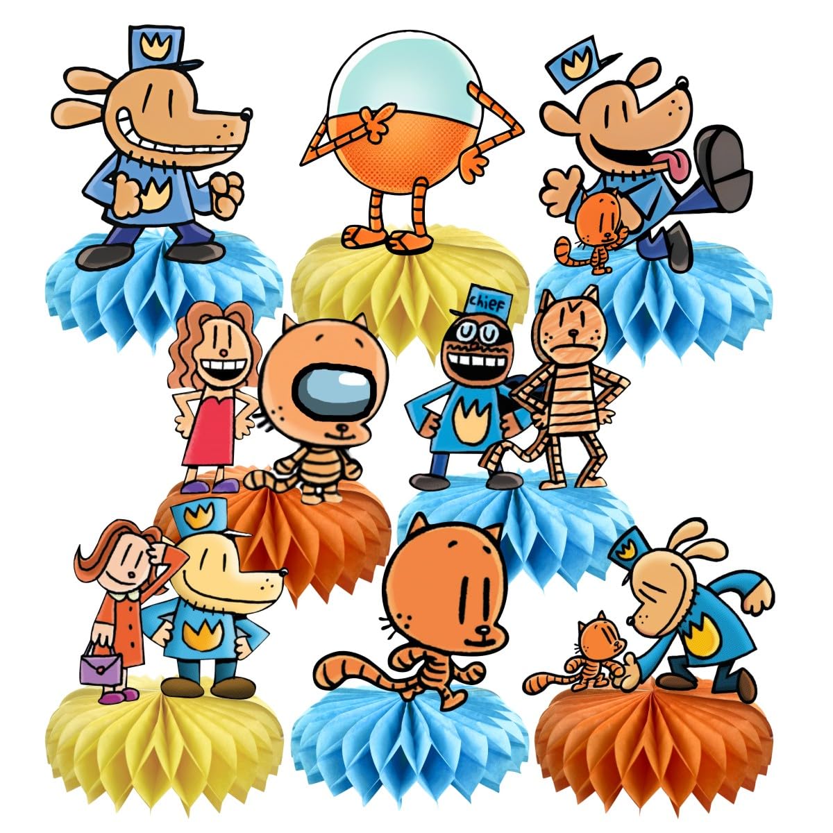 8Pcs Dog Cartoon Man Honeycomb Table Centerpiece Dog Birthday Party Supplies Table Decorations for Kids Party Decorations