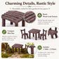 Miniature Furniture Set, Mini Table and Chairs, Wooden Garden Decor for Tiny Houses, Micro Landscape Accessories (A-1)