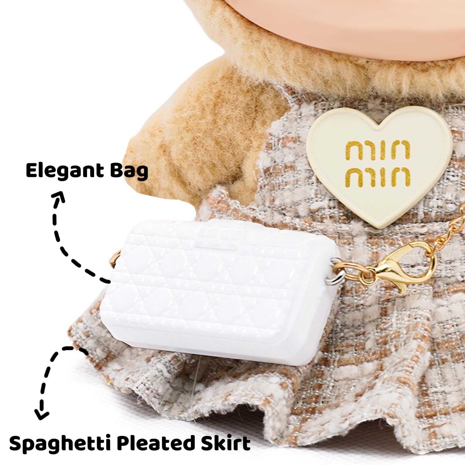 LYBHYQTII Dolls Clothes for 17cm Dolls, Luxury Chic Style 3 Piece Set Including Bow, Dress and Bag High-End Fashion Outfit with Premium Handmade Dolls