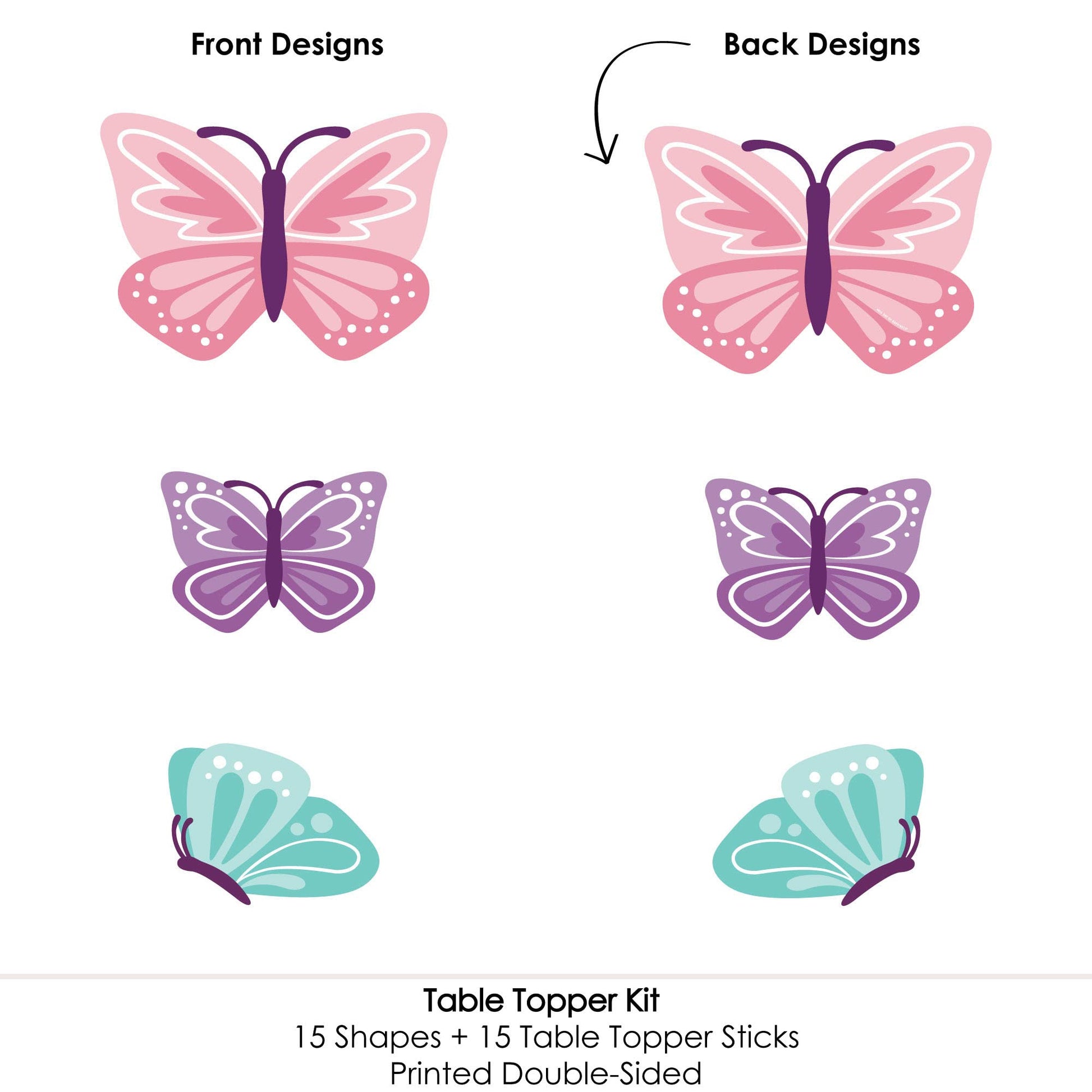 Big Dot of Happiness Beautiful Butterfly - Floral Baby Shower or Birthday Centerpiece Sticks - Table Toppers - Set of 15