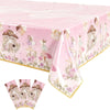 Bphweulko 3pcs Fairy Party Tablecloths, Enchanted Floral Plastic Table Covers for 1st 2nd Birthday & Baby Shower, 54x108 Inches (Pink)