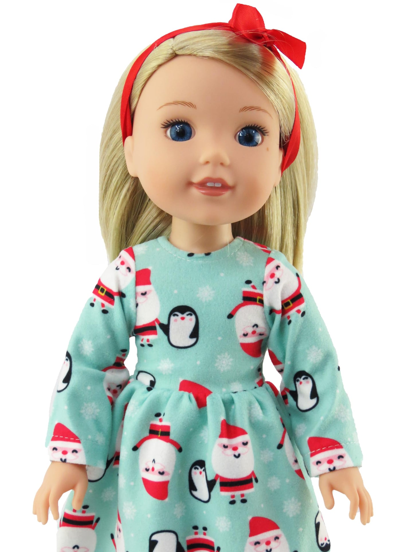 Santa and Penguin Christmas Nightgown for 14-Inch Dolls | Premium Quality & Trendy Design | Dolls Clothes
