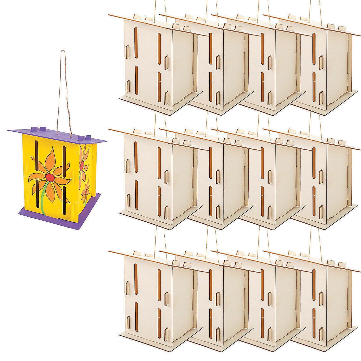Fun Express Butterfly House Kit DIY Craft Kits for Kids Ages 4-8 - Makes 12 Wooden Houses to Paint | Arts and Crafts Building Projects for Classroom