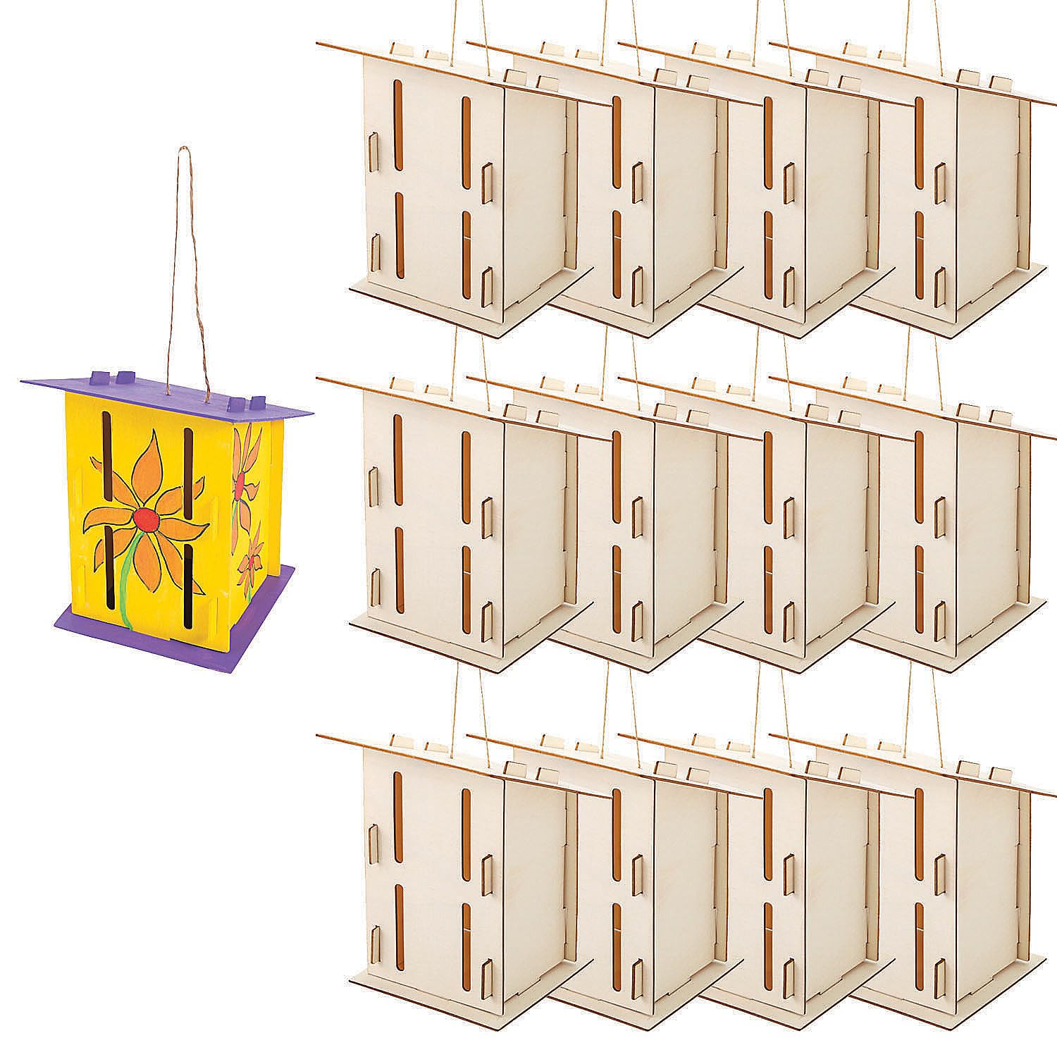 Fun Express Butterfly House Kit DIY Craft Kits for Kids Ages 4-8 - Makes 12 Wooden Houses to Paint | Arts and Crafts Building Projects for Classroom