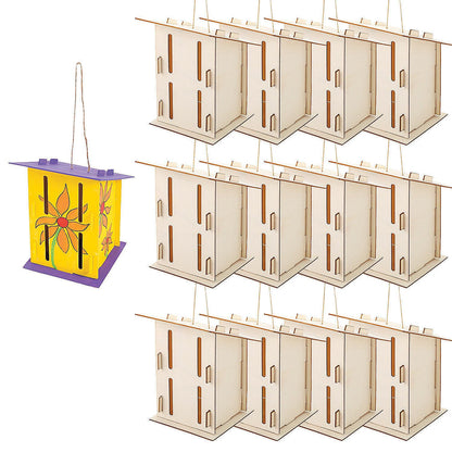Fun Express Butterfly House Kit DIY Craft Kits for Kids Ages 4-8 - Makes 12 Wooden Houses to Paint | Arts and Crafts Building Projects for Classroom