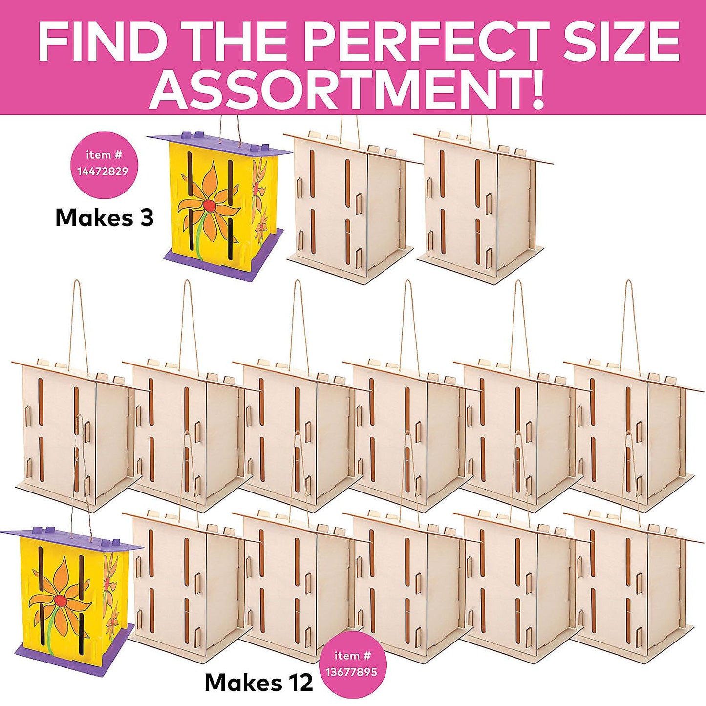 Fun Express Butterfly House Kit DIY Craft Kits for Kids Ages 4-8 - Makes 12 Wooden Houses to Paint | Arts and Crafts Building Projects for Classroom