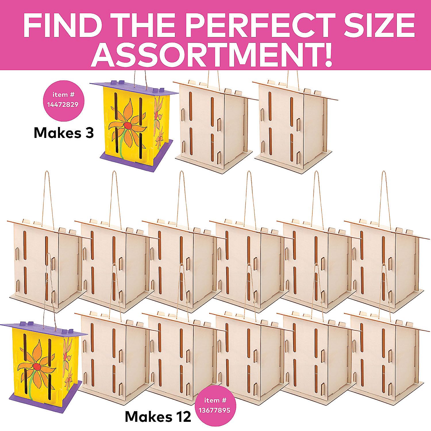 Fun Express Butterfly House Kit DIY Craft Kits for Kids Ages 4-8 - Makes 12 Wooden Houses to Paint | Arts and Crafts Building Projects for Classroom