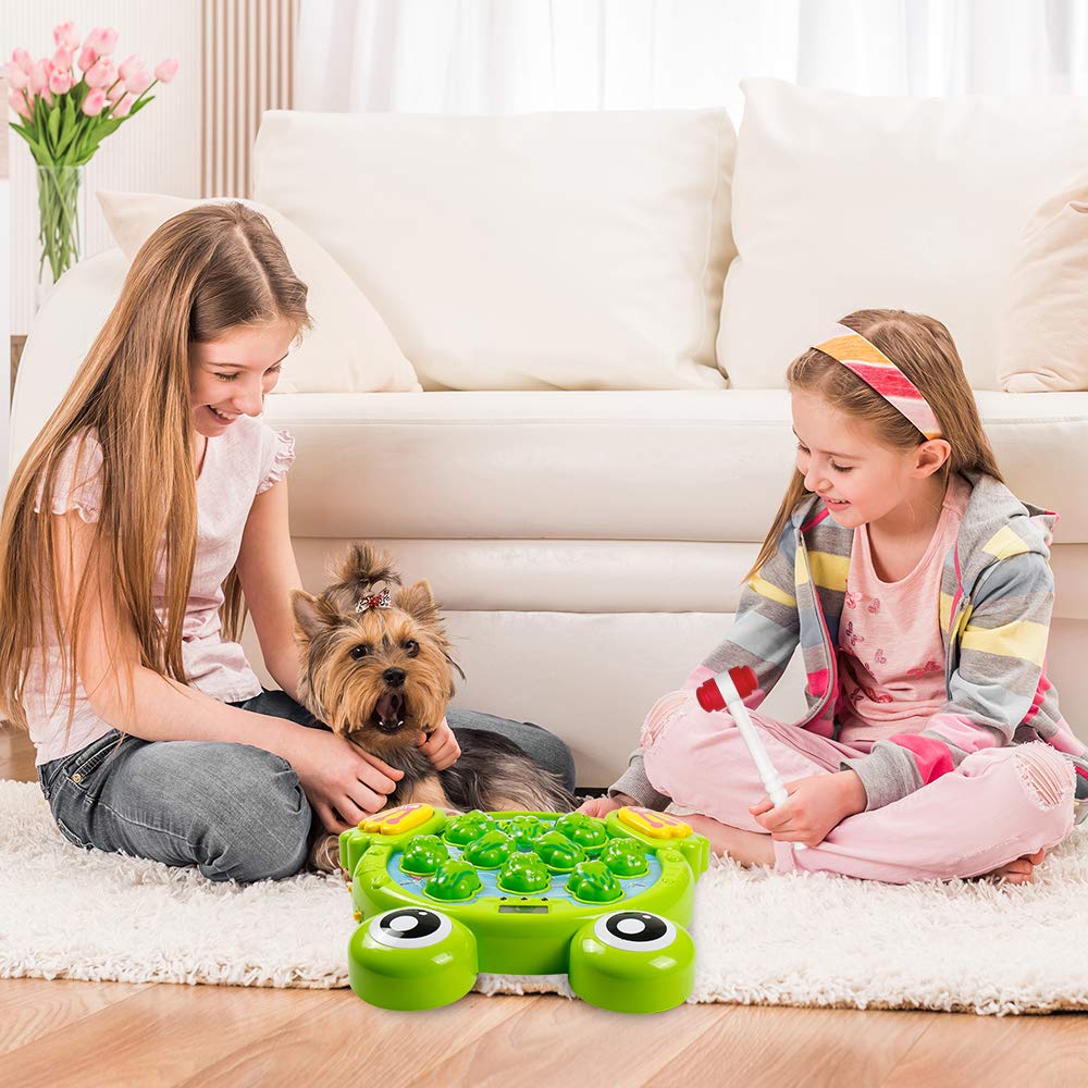 YEEBAY Whack A Frog Game with 2 Hammers, Toddler Early Developmental Learning Toy, Fun Birthday Gift for Kids Age 2+, Toys for 2 3 4 Year Old Boys