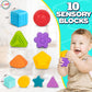 Playkidiz Shape Sorter Baby Toys, Sorting & Stacking Blocks Toy for Toddlers, Sensory Shapes, Early Learning Development Activity Cube for Boys