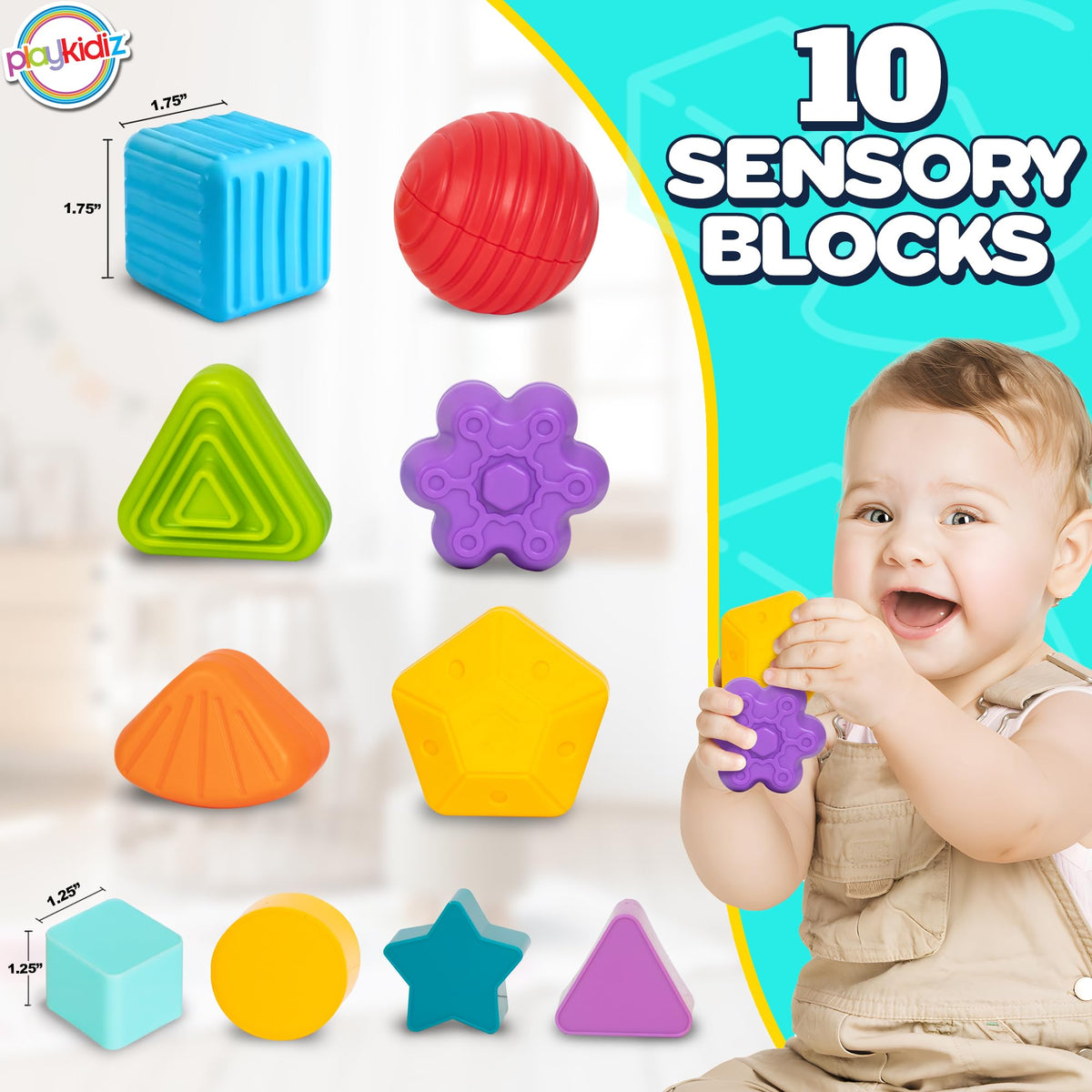 Playkidiz Shape Sorter Baby Toys, Sorting & Stacking Blocks Toy for Toddlers, Sensory Shapes, Early Learning Development Activity Cube for Boys