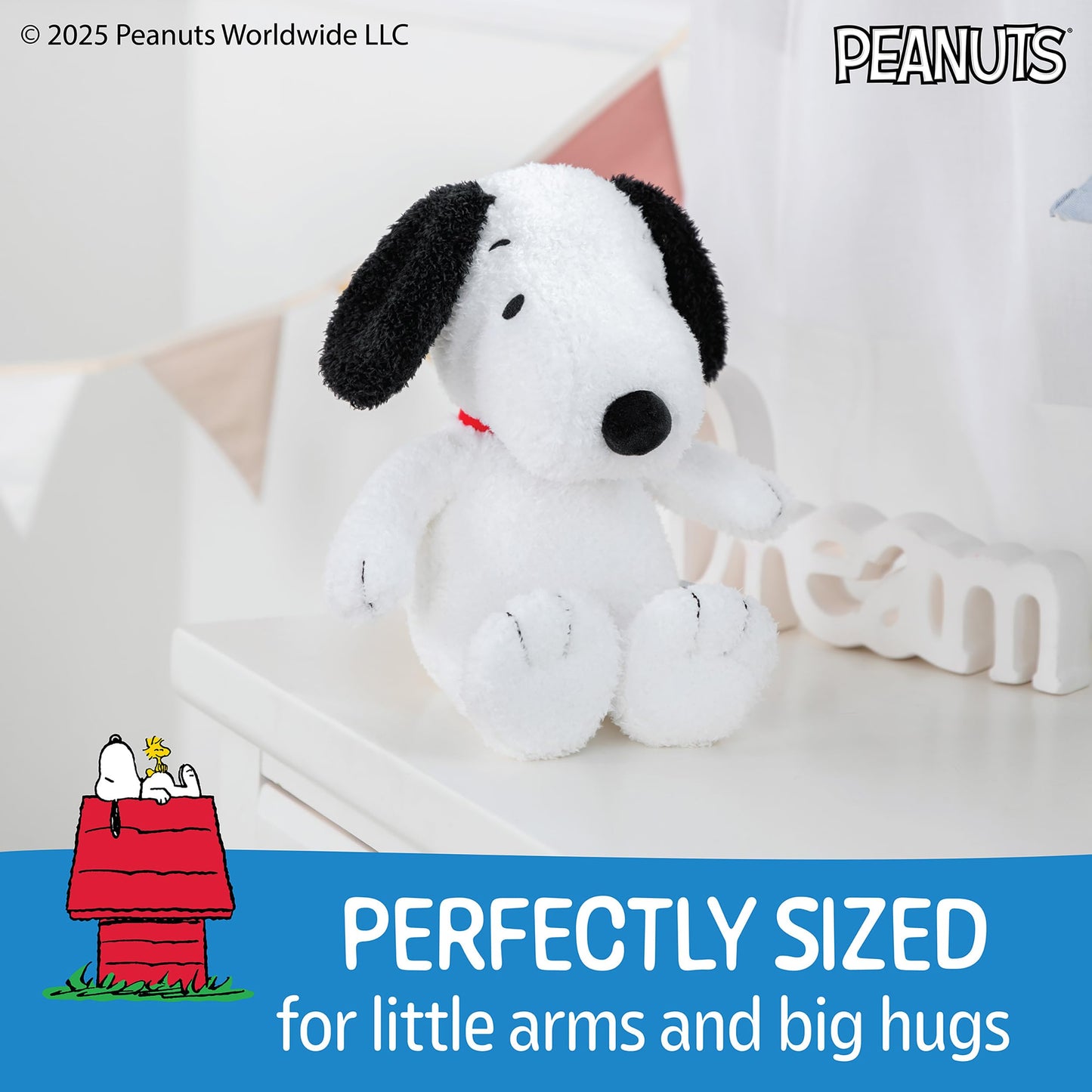 Kids Preferred Peanuts Charlie Brown Snoopy Plush with Crinkle Feet, Extra Soft Stuffed Animal Toy for Baby Toddler Boys & Girls 12 Inch Size