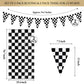 4 Pack Black White Checkered Party Decoration Set, 2 Pack 3.3ft x 6.6 ft Black White Checkerboard Foil Fringe Tinsel Streamer Curtain Backdrop + 2