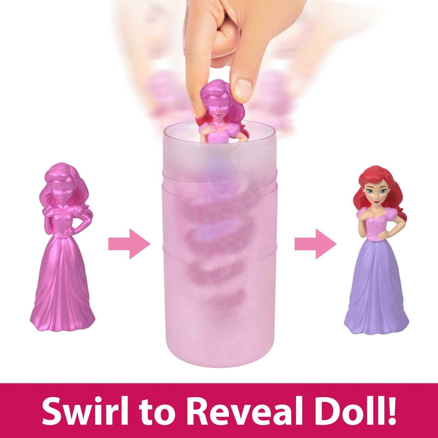 Mattel Disney Princess Small Doll Royal Color Reveal, 6 Surprises Include 1 Doll & 5 Accessories, Party Theme (Dolls May Vary)