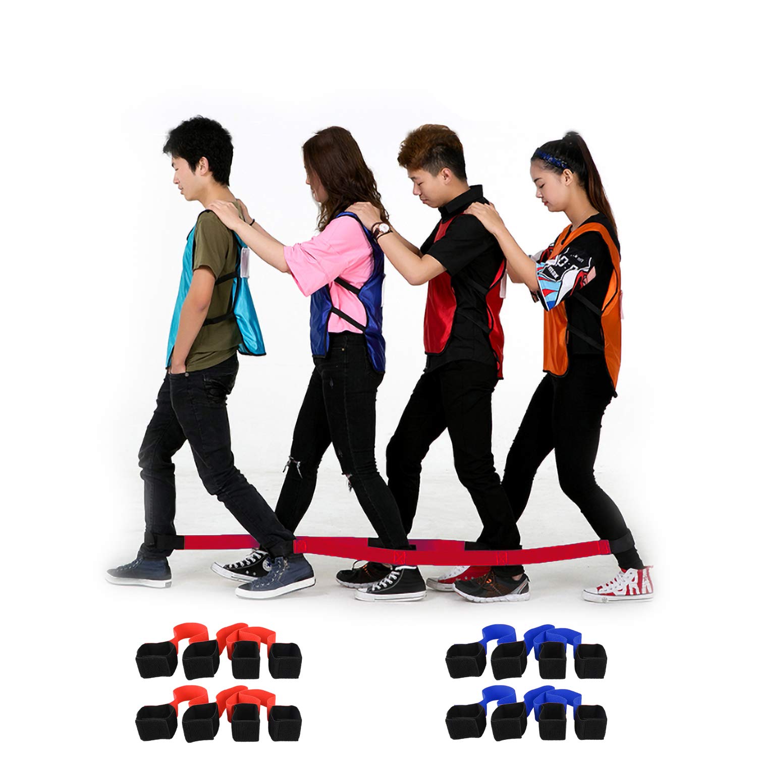 Three Legged Race Bands, 2 Sets, Team Building, 3 Legged Race Bands, Outdoor Party Group Game for Teenagers Adults, Cooperative Team Race