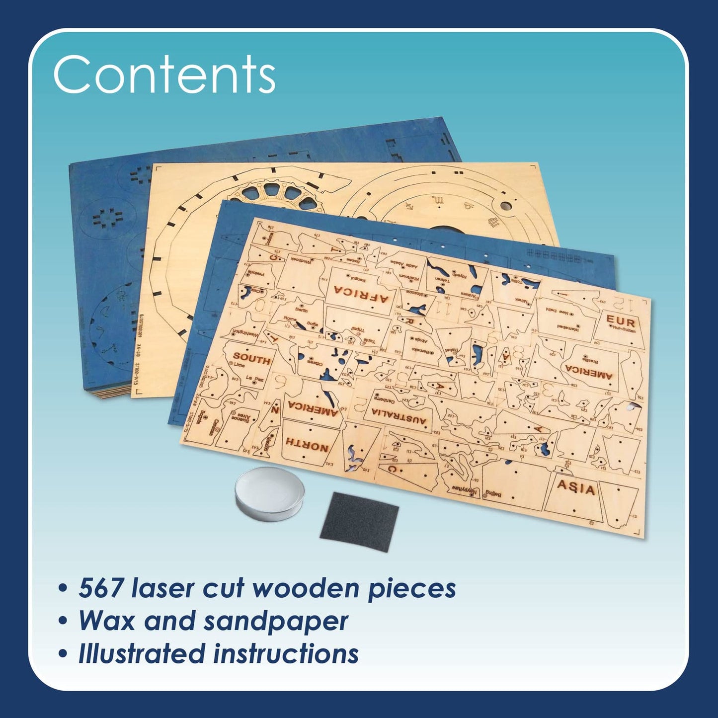 MindWare Gearjits: Globe - Wooden 3D Building Puzzle for Teens & Adults - DIY Construction Model - Fun for Parents Too! - Great STEAM Gifts for Ages