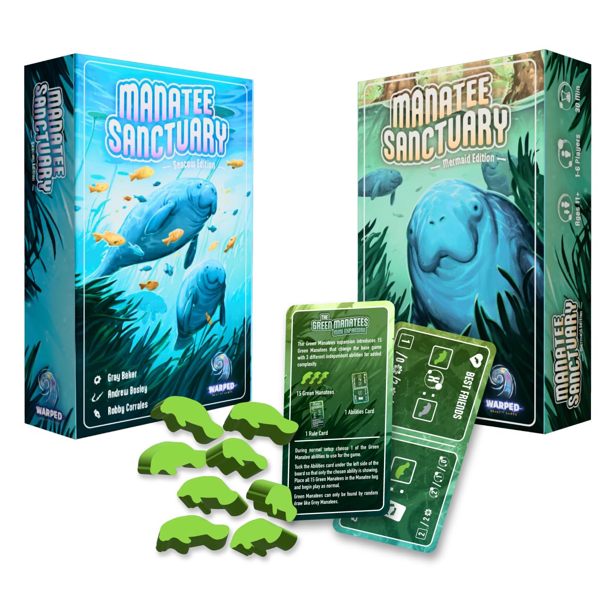 Green Manatees Mini Expansion (Expansion for Manatee Sanctuary Board Game)