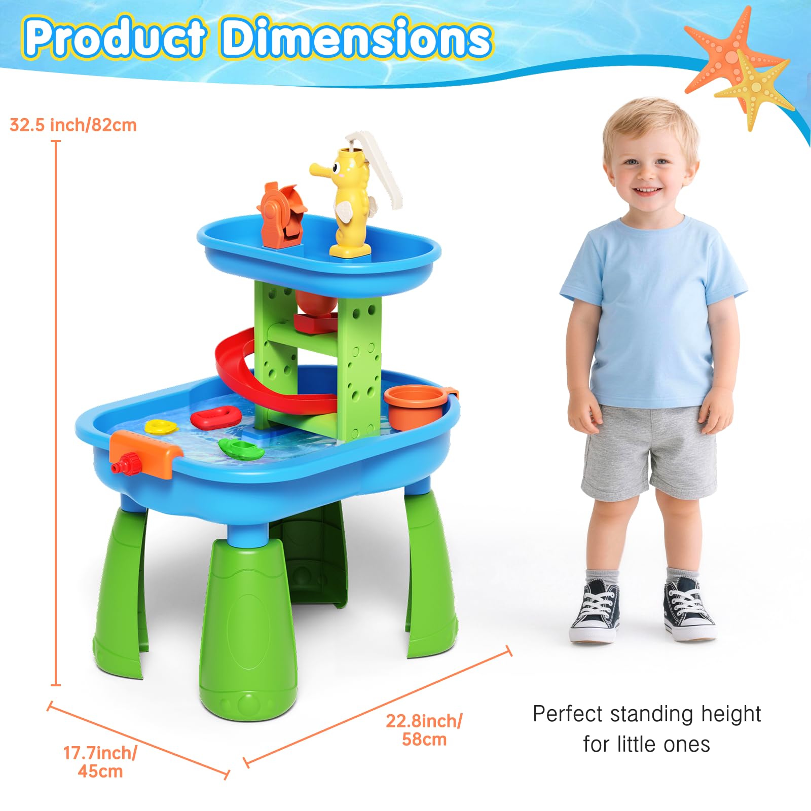 Water Table for Kids Ages 3-8,STEM 28PCS Rain Shower Sand & Water Play Set