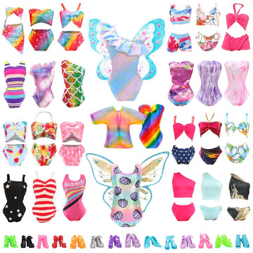 BARWA 5 Sets Swimwear Swimsuit Beach Bikini Bathing Clothes with Shoes for 11.5 Inch Doll…