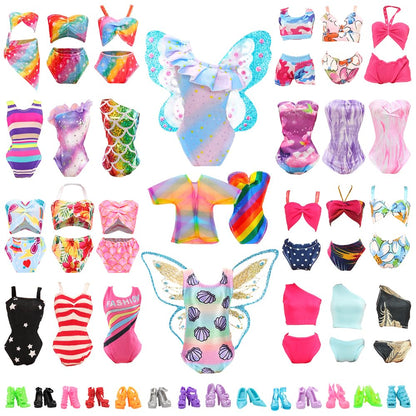 BARWA 5 Sets Swimwear Swimsuit Beach Bikini Bathing Clothes with Shoes for 11.5 Inch Doll…
