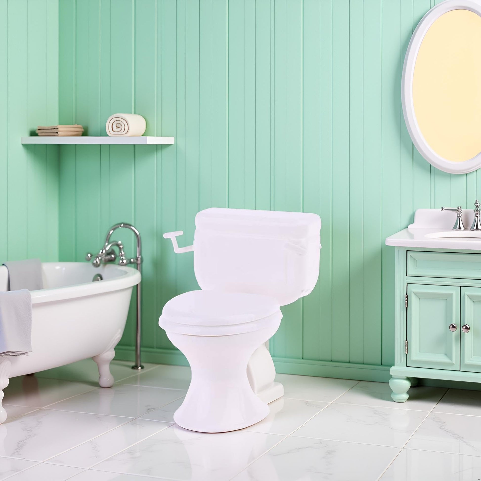 White Toilet Dollhouse Miniature Furniture Vintage Bathroom Model Toilet Pretend Dollhouse Accessories