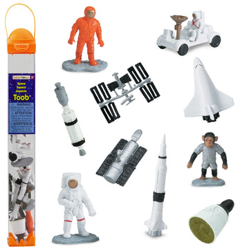 Safari Ltd Space TOOB With 10 Out Of-This-World Toy Figurines, Including 2 Astronauts, 1 Space Chimp, 6 Space Craft, And More! - For Ages 3 And Up