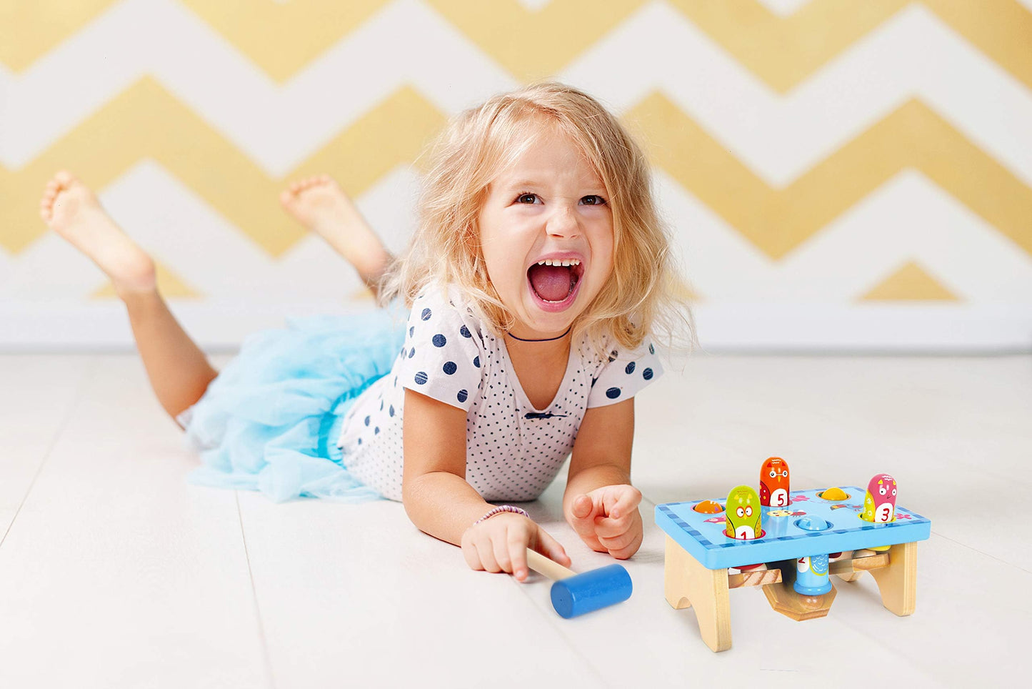 Small Foot Wooden Toys Smack the Bird Knock Playset with Hammer designed for children ages 18 months