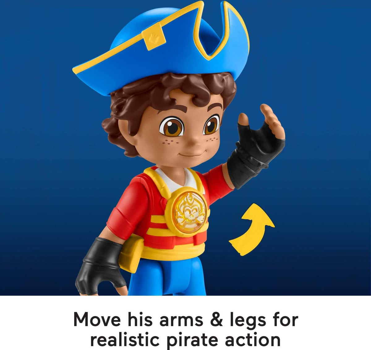 Fisher-Price Preschool Toy Santiago of The Seas Light-Up Talking Santiago, 9-Inch Poseable Pirate Figure for Pretend Play Kids Ages 3+ Years