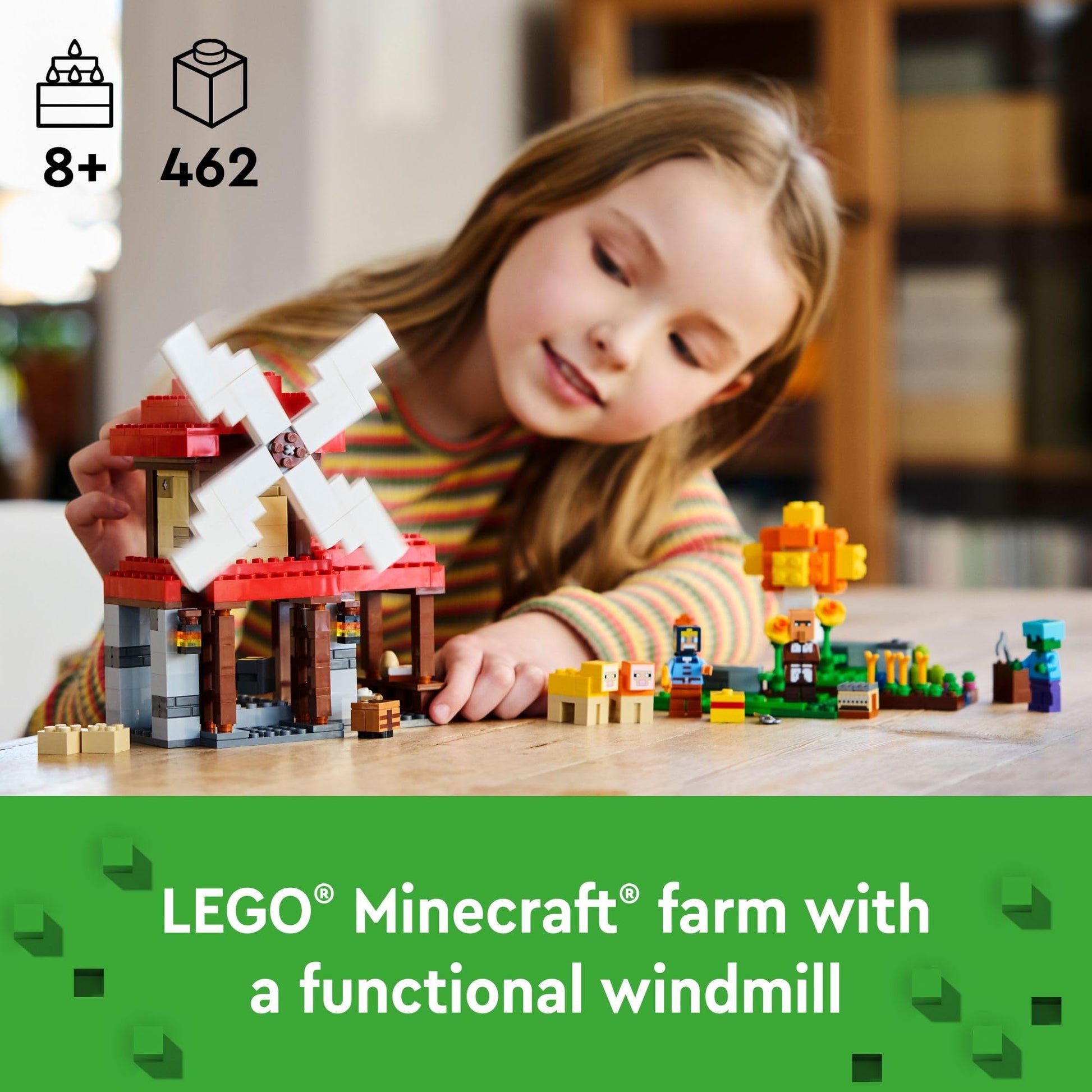 LEGO Minecraft The Windmill Farm Building Toys - Minecraft Toys for Kids, Boys & Girls, Ages 8+ - 3 Minifigures Included - Birthday Gift for Fans