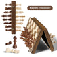 Durpeak Magnetic Wooden Chess Set, 2 Extra Queens, 15'' Folding Portable Travel Chessboard with Chess Pieces Storage Slots for Professional Tournament