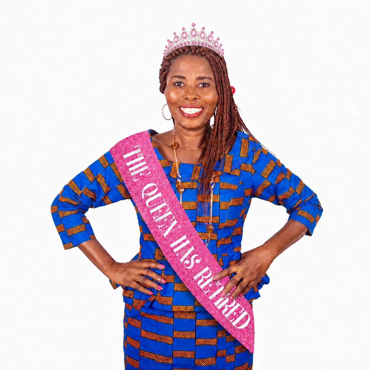 JPACO Retirement Tiara & Sash Set - “The Queen Has Retired” Crown & Sash for Parties, Events & Celebrations (Pink)