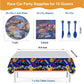 121 Pcs Monster Truck Birthday Party Supplies,Included Banner,Backdrop,Tablecloth,Plates,Balloon,Racing Car Tableware Set for Boy Truck Party