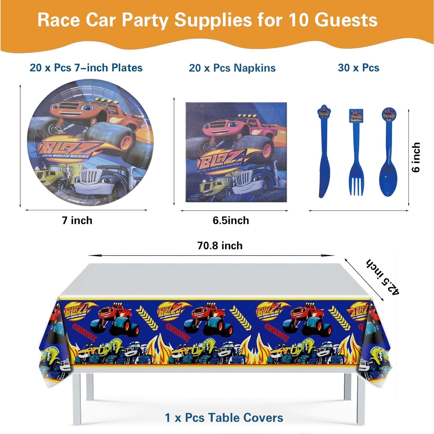 121 Pcs Monster Truck Birthday Party Supplies,Included Banner,Backdrop,Tablecloth,Plates,Balloon,Racing Car Tableware Set for Boy Truck Party