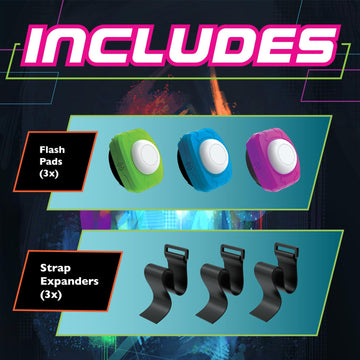 MindWare Flex Flash Reflex Training Game for Kids & Adults - Fast-Paced Reaction Speed Game with Wearable Light-Up Pads, 1-3 Players, Ages 6+