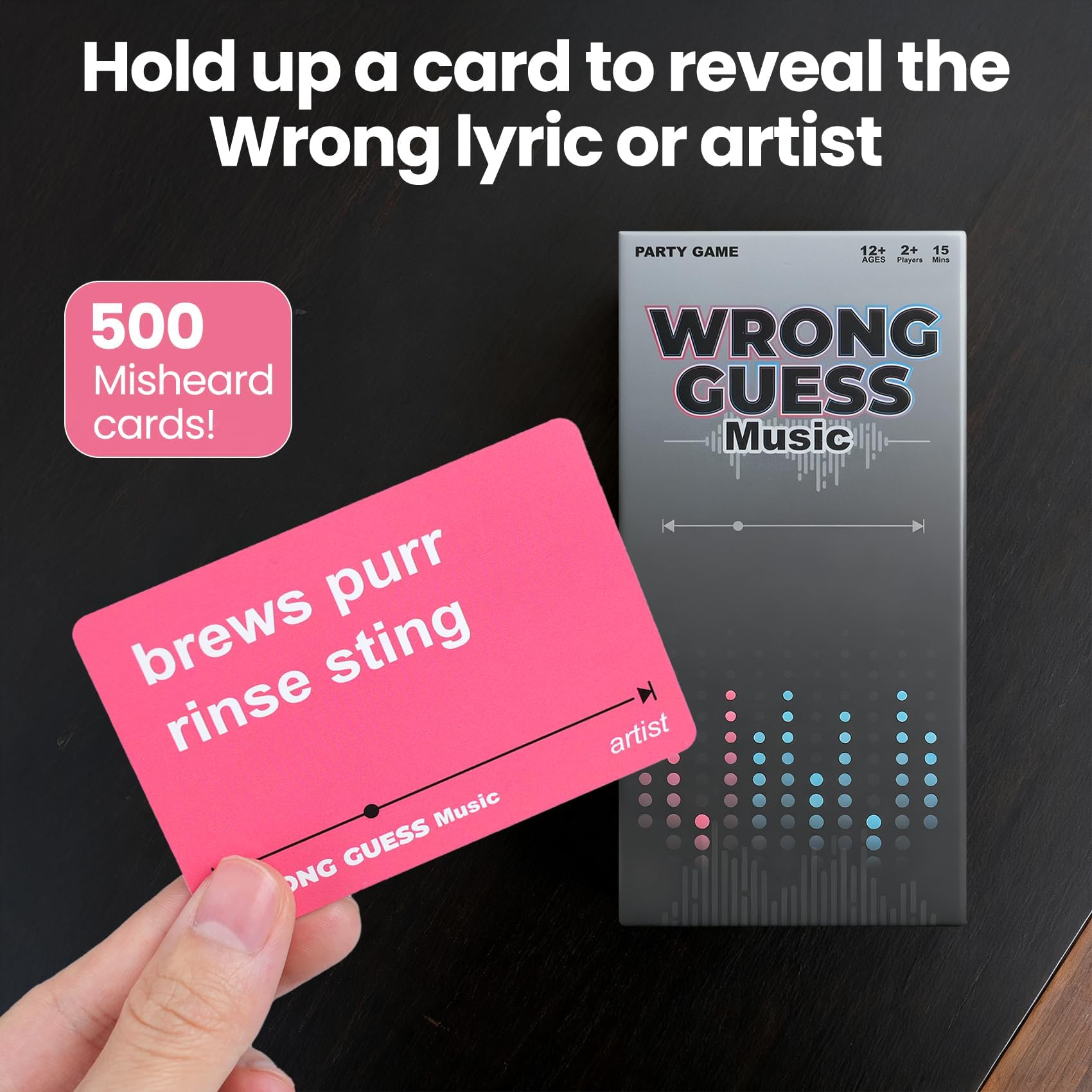 ATG Guess the Song Game - 500 Lyrical Nonsense Cards for Music Trivia, Family Party Games, Adults. Hilarious & Competitive Fun for Game Nights!
