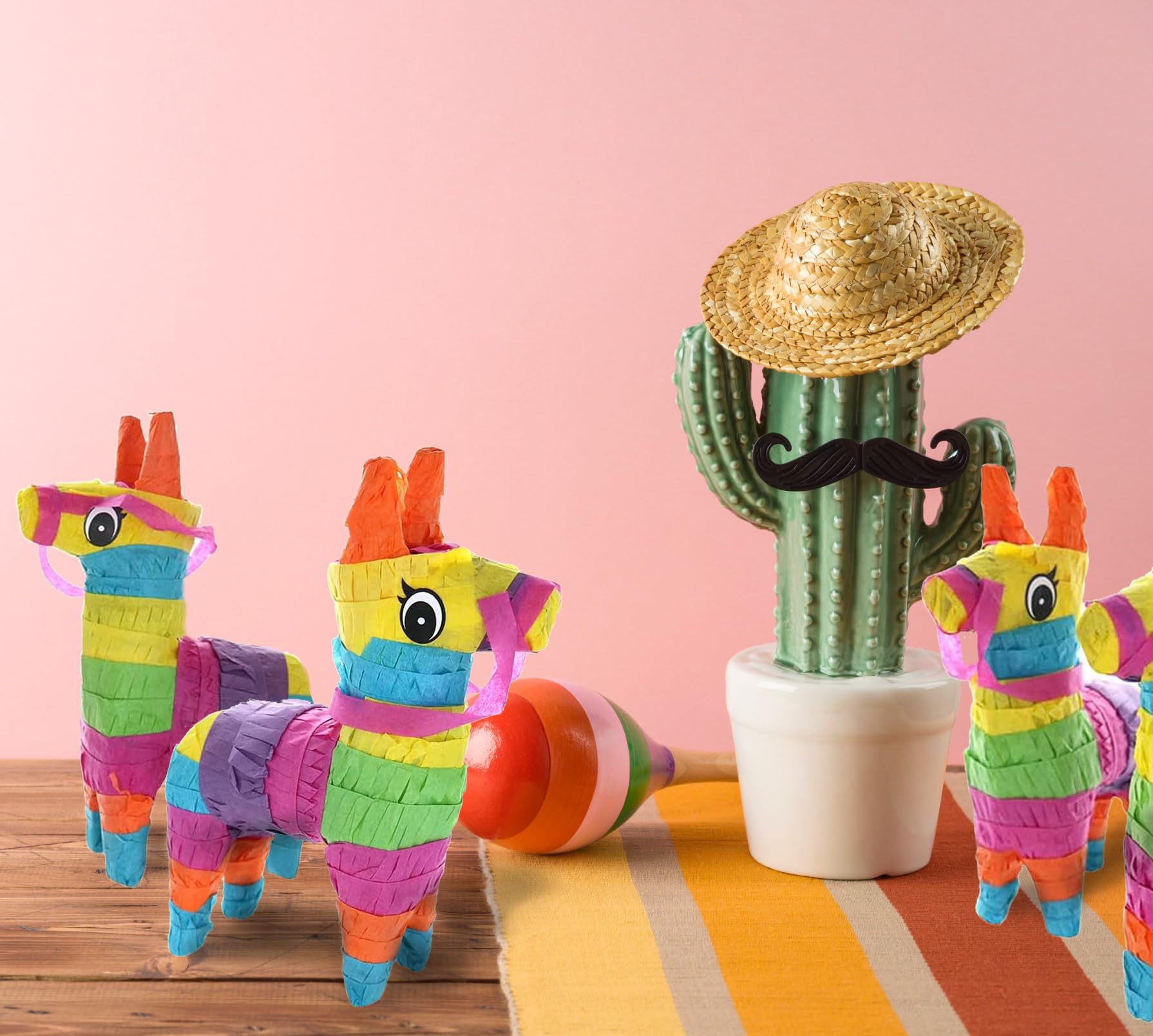 GIFTEXPRESS 6 Pack Mini Donkey Pinatas 7.5x5.5", Rainbow Party Decoration for Cinco De Mayo, Pinatas for Fiestas, Taco, Llama Birthday, Carnival