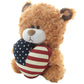 Plushland American Pillow Qbeba Bear, Plush Stuffed Animal Toy with Heart Printed American National Flag, Perfect Way to Celebrate Independence Day