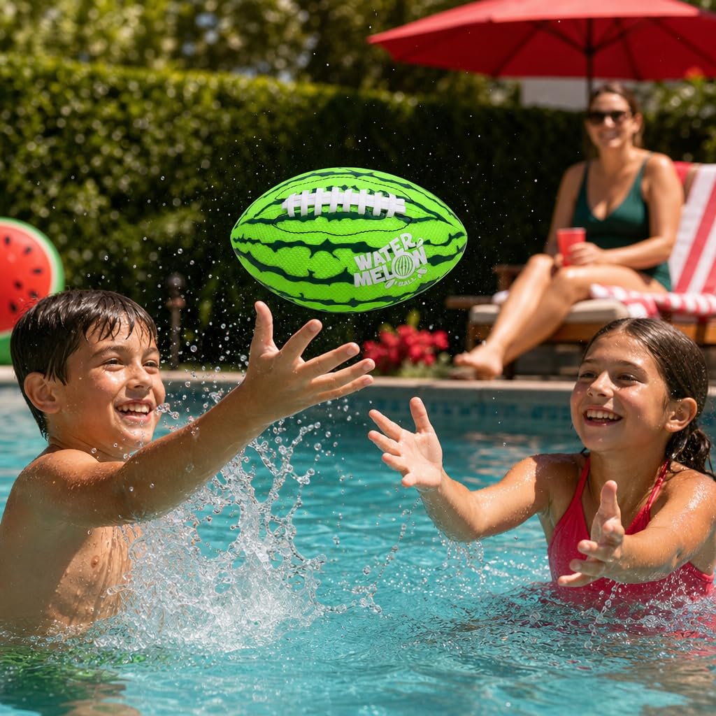 Watermelon Ball Pool Water Beach Football (9 Inch) - Durable Waterproof Football Gifts with Strong Grip for Pool, Beach, Lake & Outdoor Play, Sports