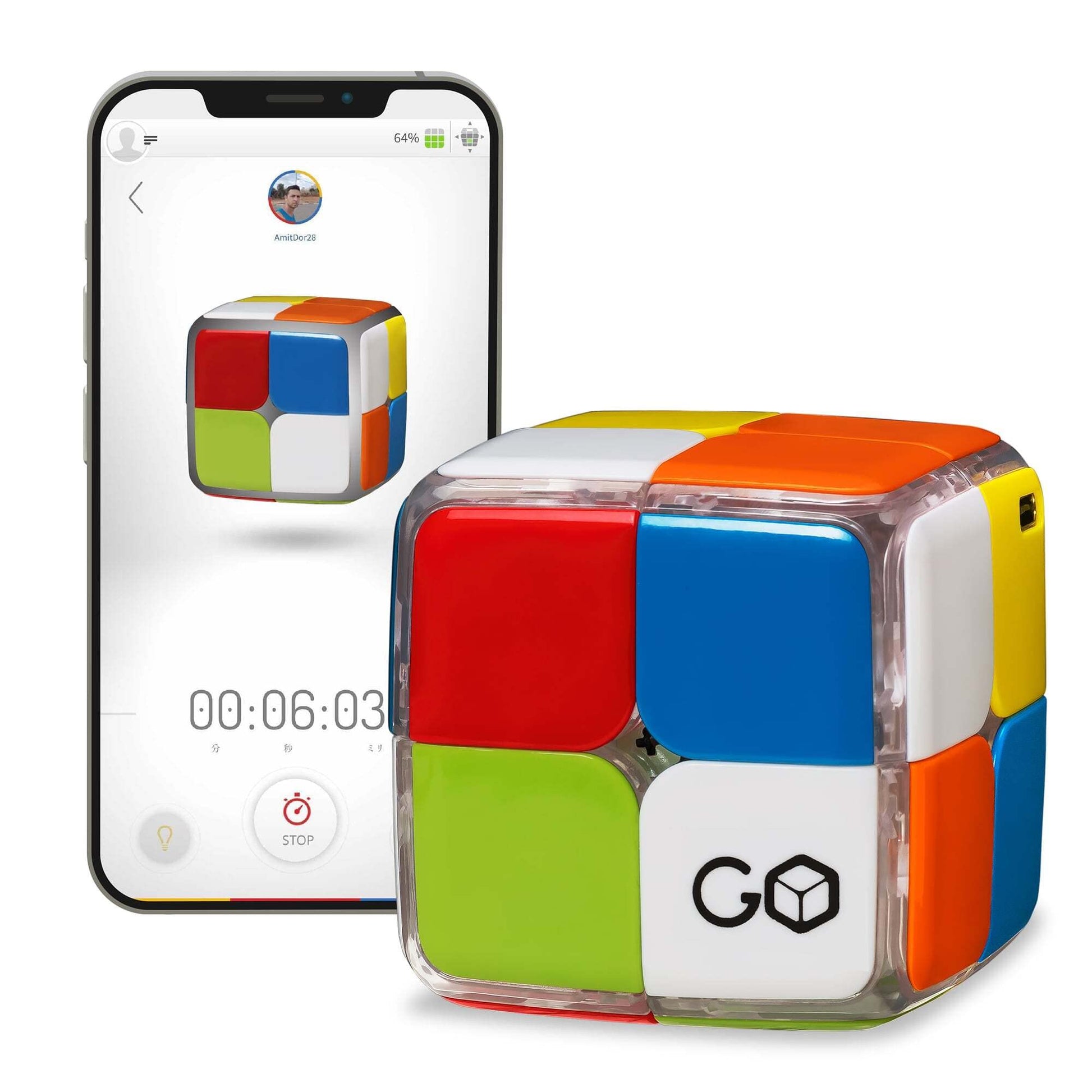 GoCube 2x2 Connected Electronic Bluetooth Cube. App-Enabled STEM Smart Cube