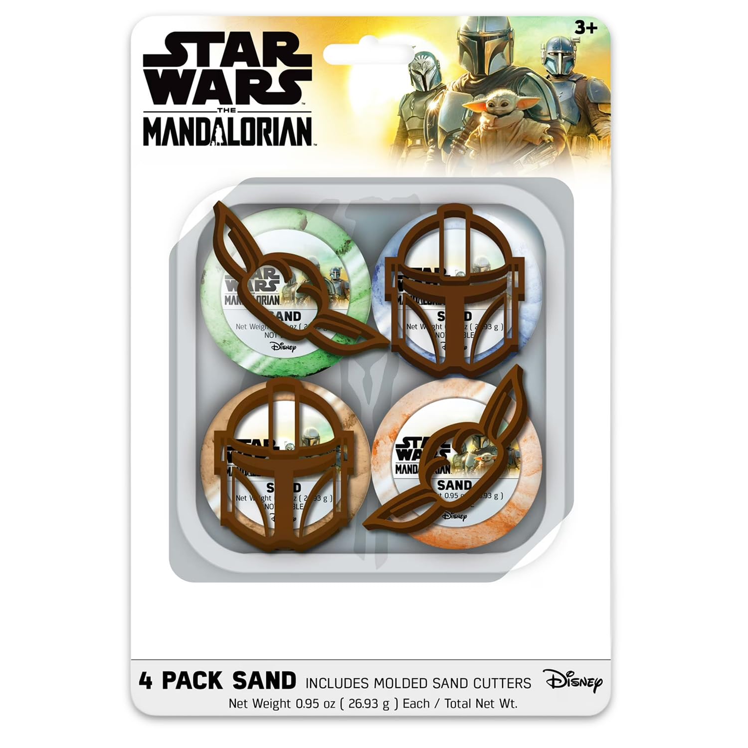 Star Wars Moldable Sand 4 Pack - 4 Tubs of Scoopable Sand with Baby Yoda and Mandalorian Stamp Cutters | Star Wars Mandalorian Pretend Play Activity