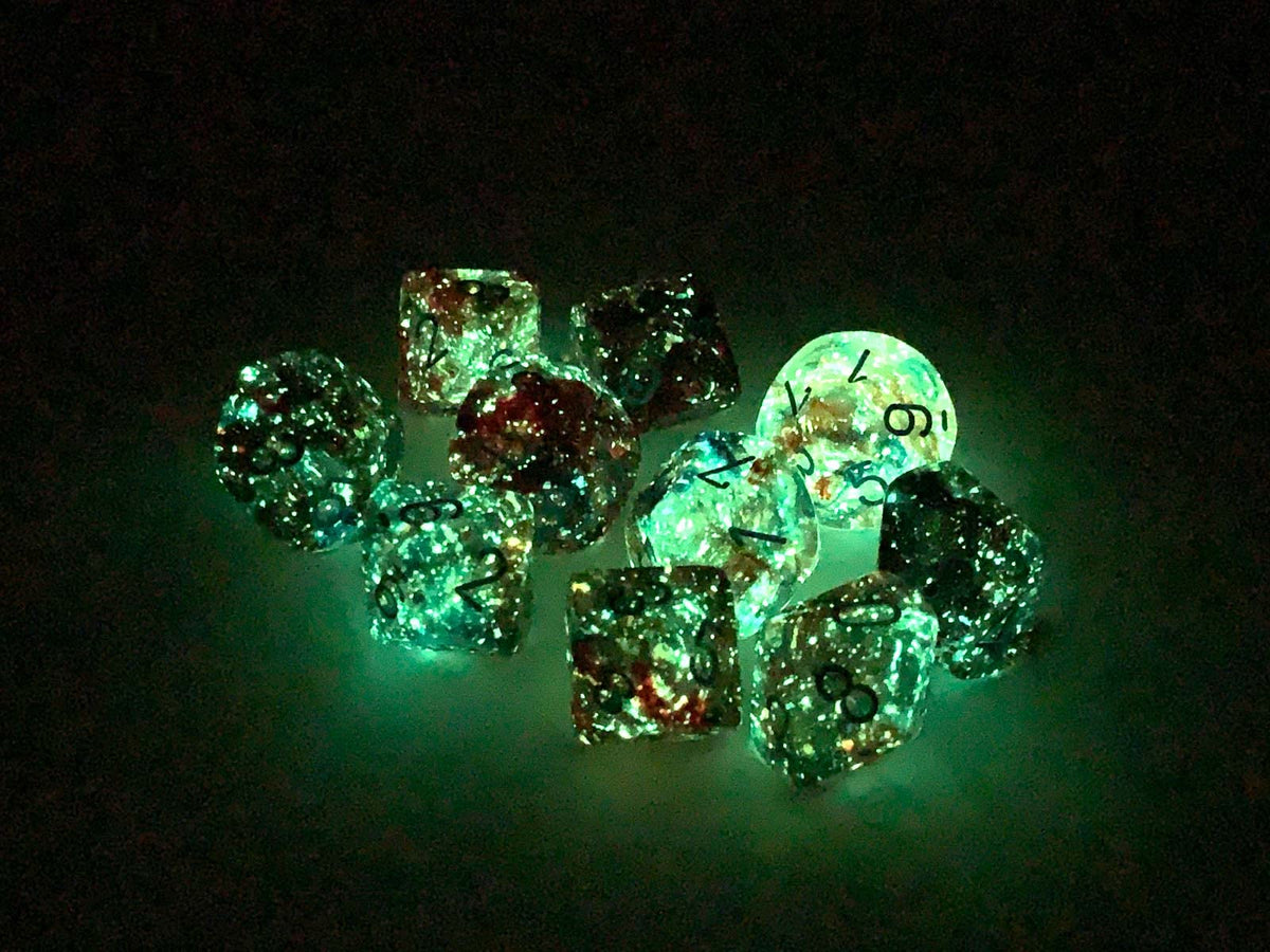 Chessex d10 Dice Set: Nebula Luminary - Primary w/Blue (10)