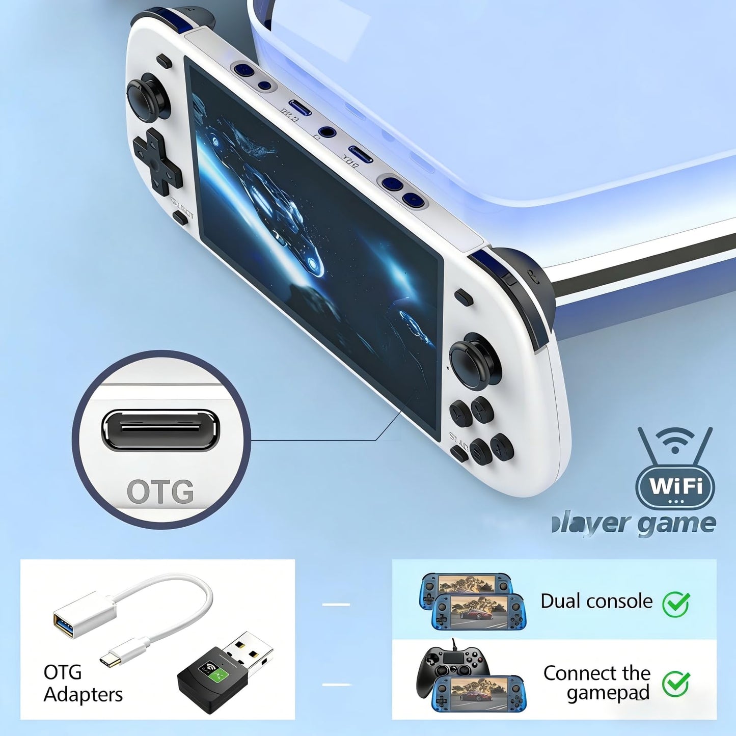 ugtenversi R50s Handheld Game Console, Portable Retro Gaming console,5.1" IPS Screen, Linux System,Preloaded 15,000+ games, 20+ Emulator,4200mAh