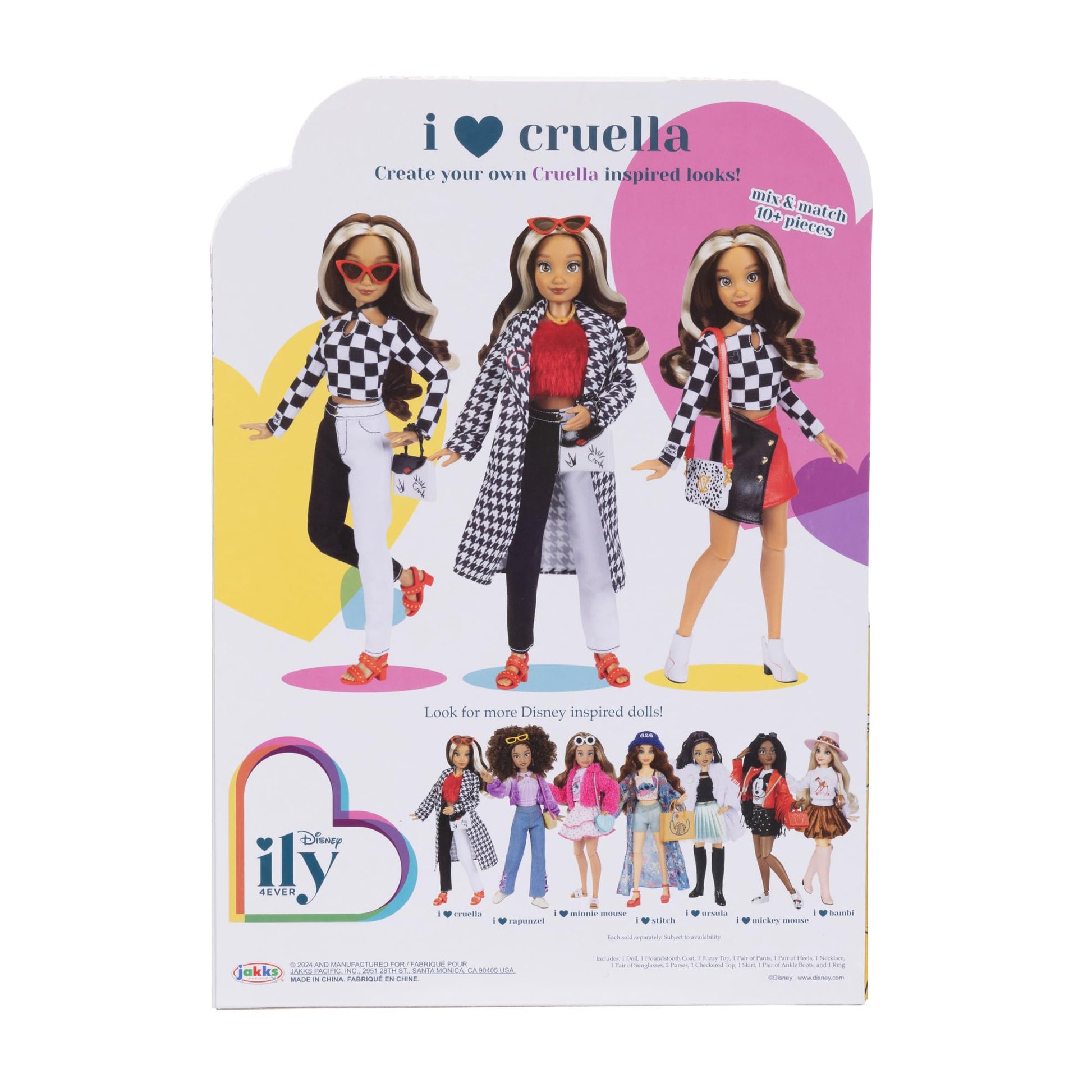 Disney ILY 4EVER Dolls Cruella 11.5" Tall with 13 Points of Articulation, Two Complete Mix-and-Match Outfits and Glittery Mickey Ring for You!