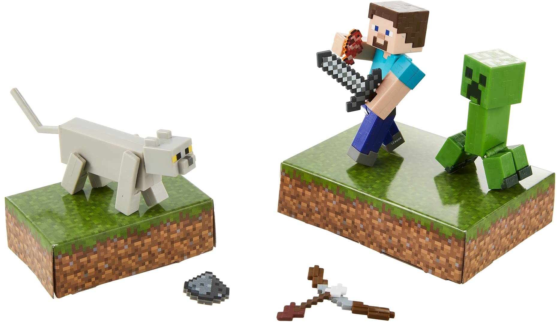 Mattel Minecraft Scaredy Creeper Story Pack with Figures, Weapons, Accessories & Papercraft Environment Blocks, Complete Battle & Action Play in